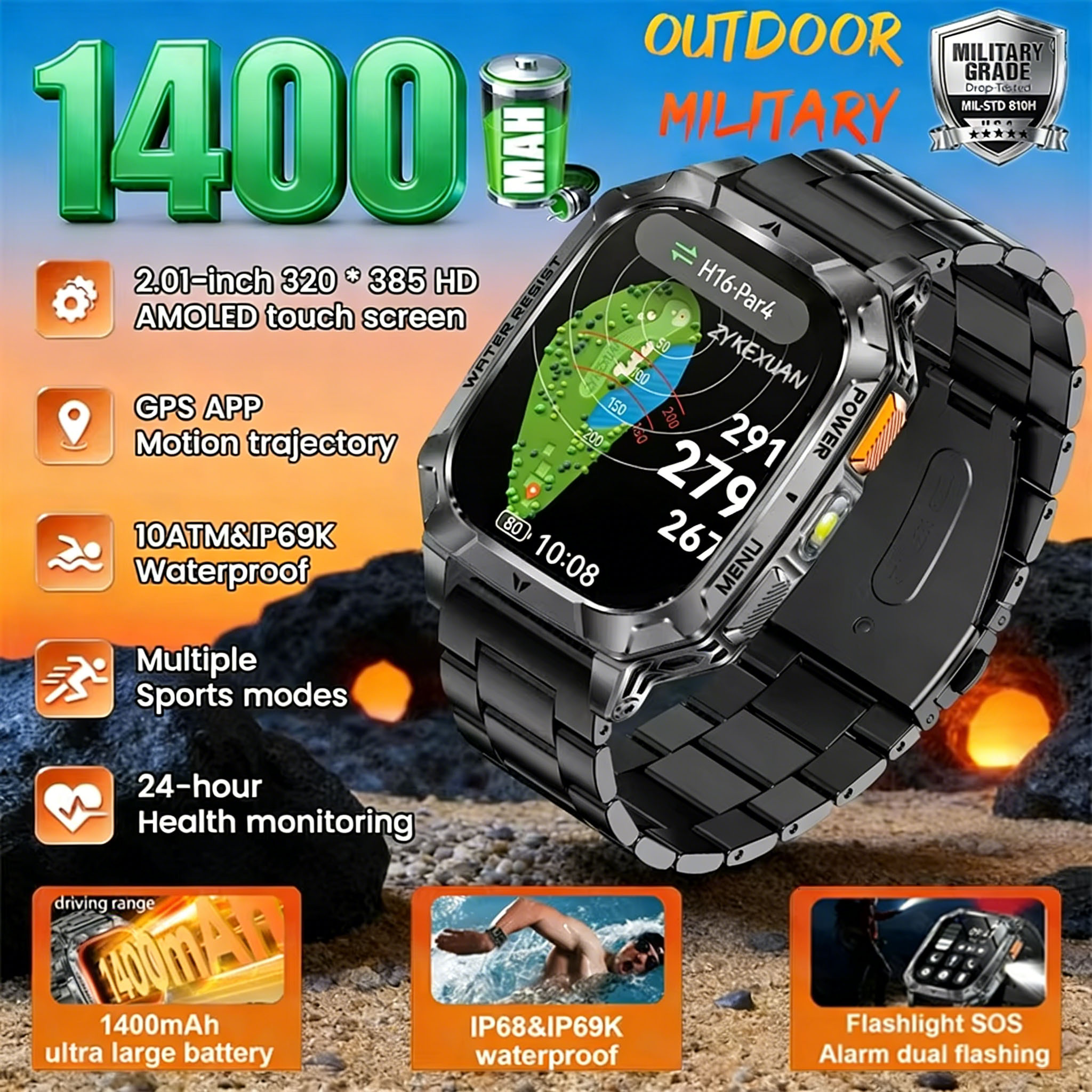 Heart Rate Gps Watch - New 2026 Smartwatch Sports HD AMOLED