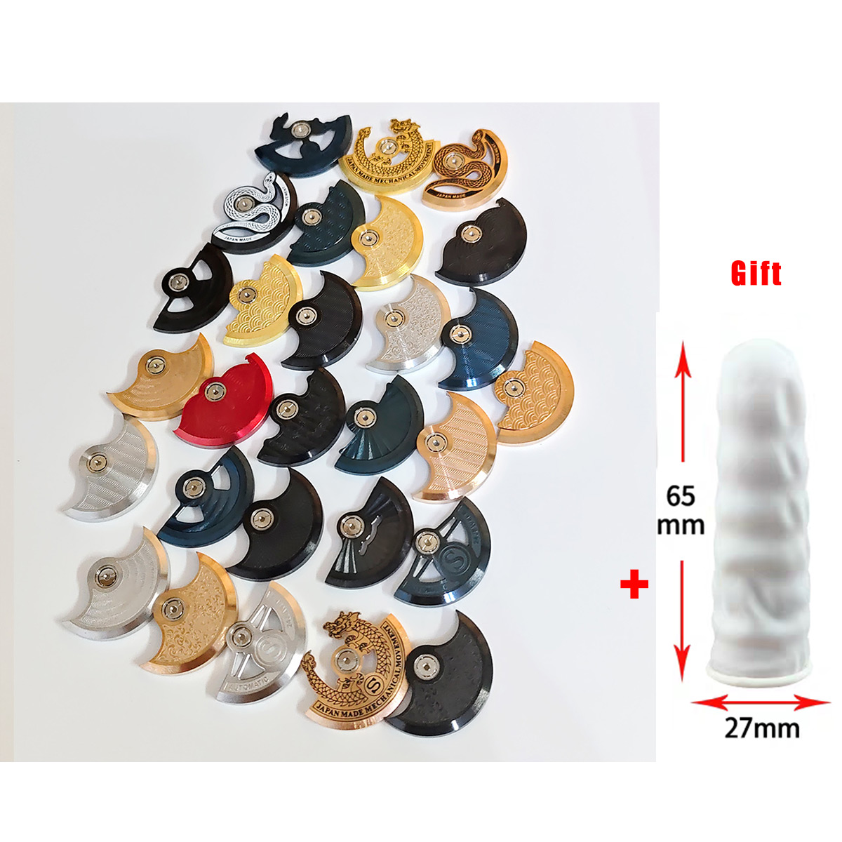Watch Movement Rotor - Black and Blue Rose Gold NH35