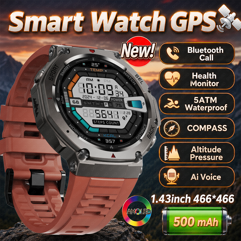 Heart Rate Gps Watch - 2026 New Military DM58 GPS Smart