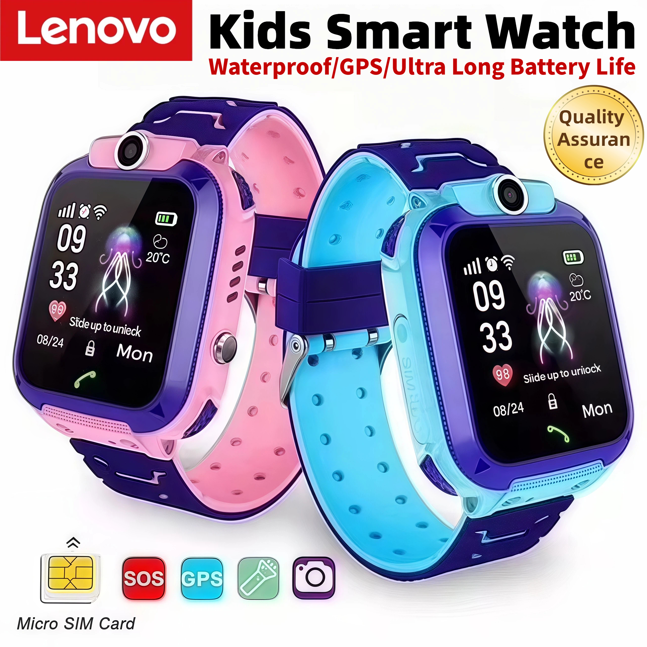 Smartwatch Watches Gift For Boys With Gps - Lenovo Q12 Children's Smart Watch Kids