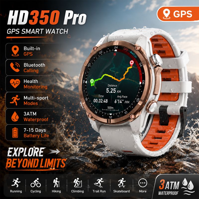 Smartwatch Watches Gift For Men - HD350 Pro Military Grade AGPS Smart