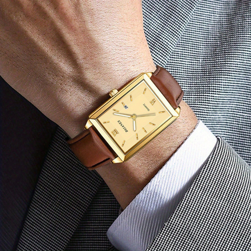 Smartwatch Square Watches For Men - Casual Leather Men Watches Simple Square