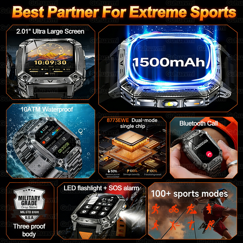 New 1500mAh Military Outdoor S - Heart Rate Gps Watch reseña y precio