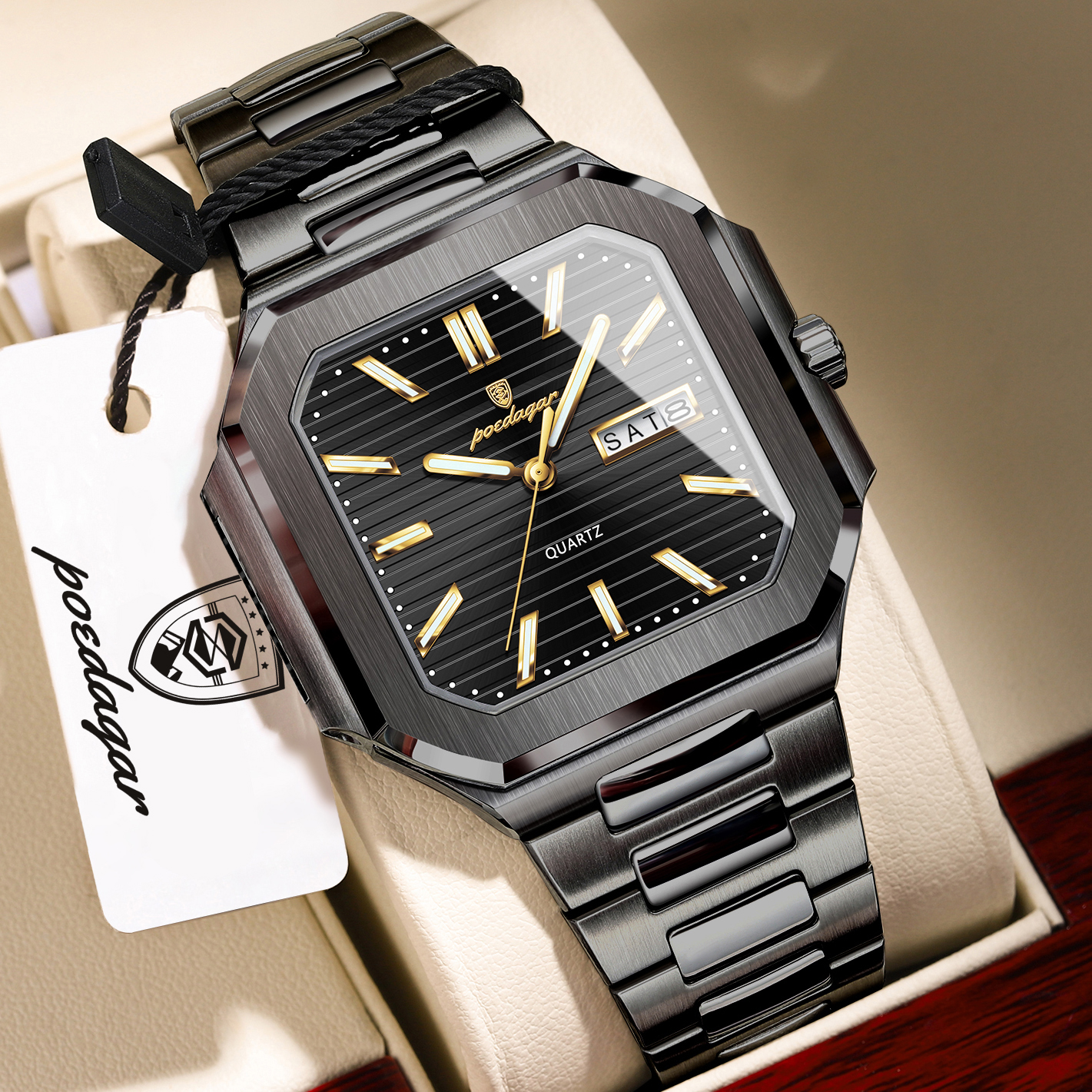 POEDAGAR Casual Square Man Wri - Smartwatch Square Watches For Men reseña y precio