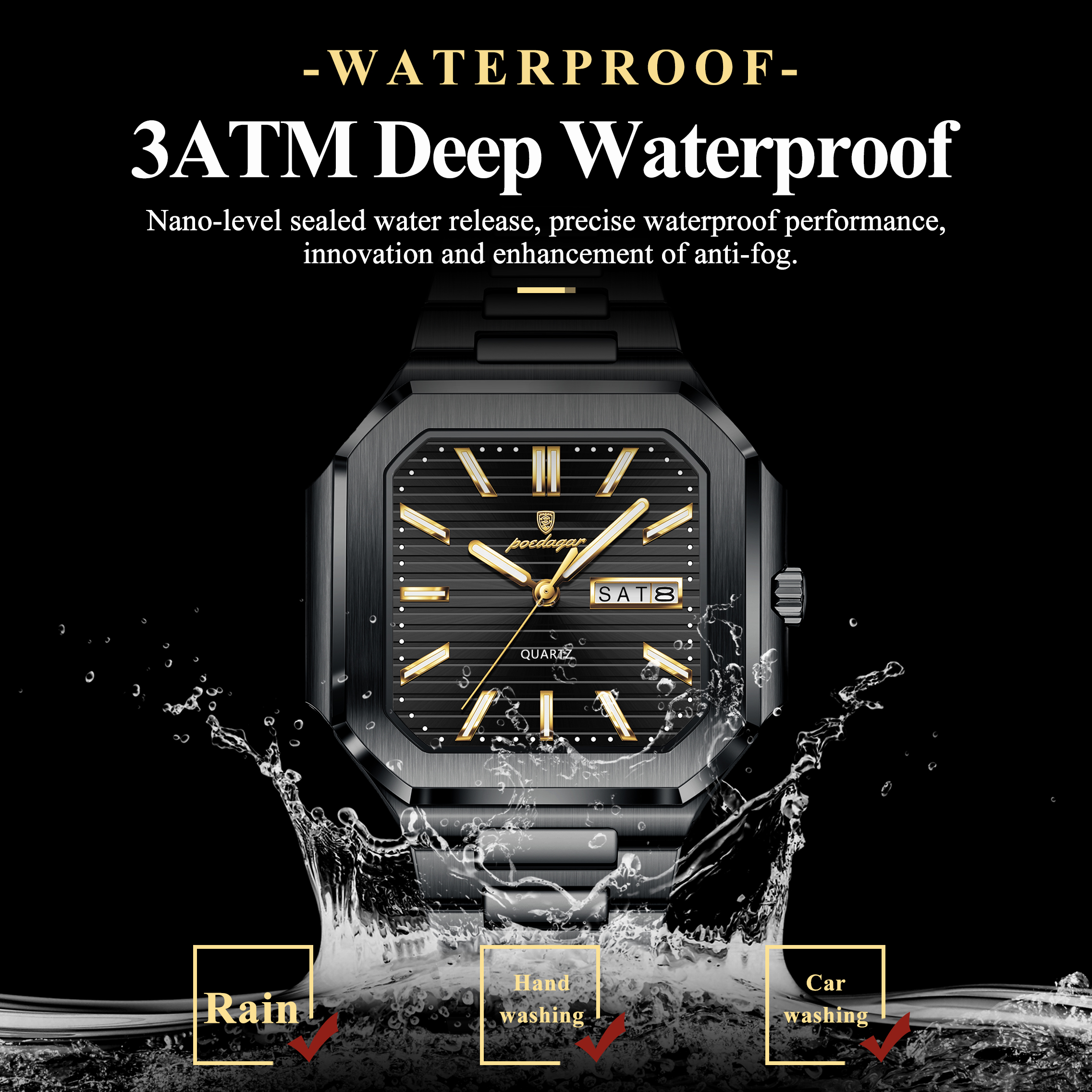 POEDAGAR Casual Square Man Wri - Smartwatch Square Watches For Men reseña y precio