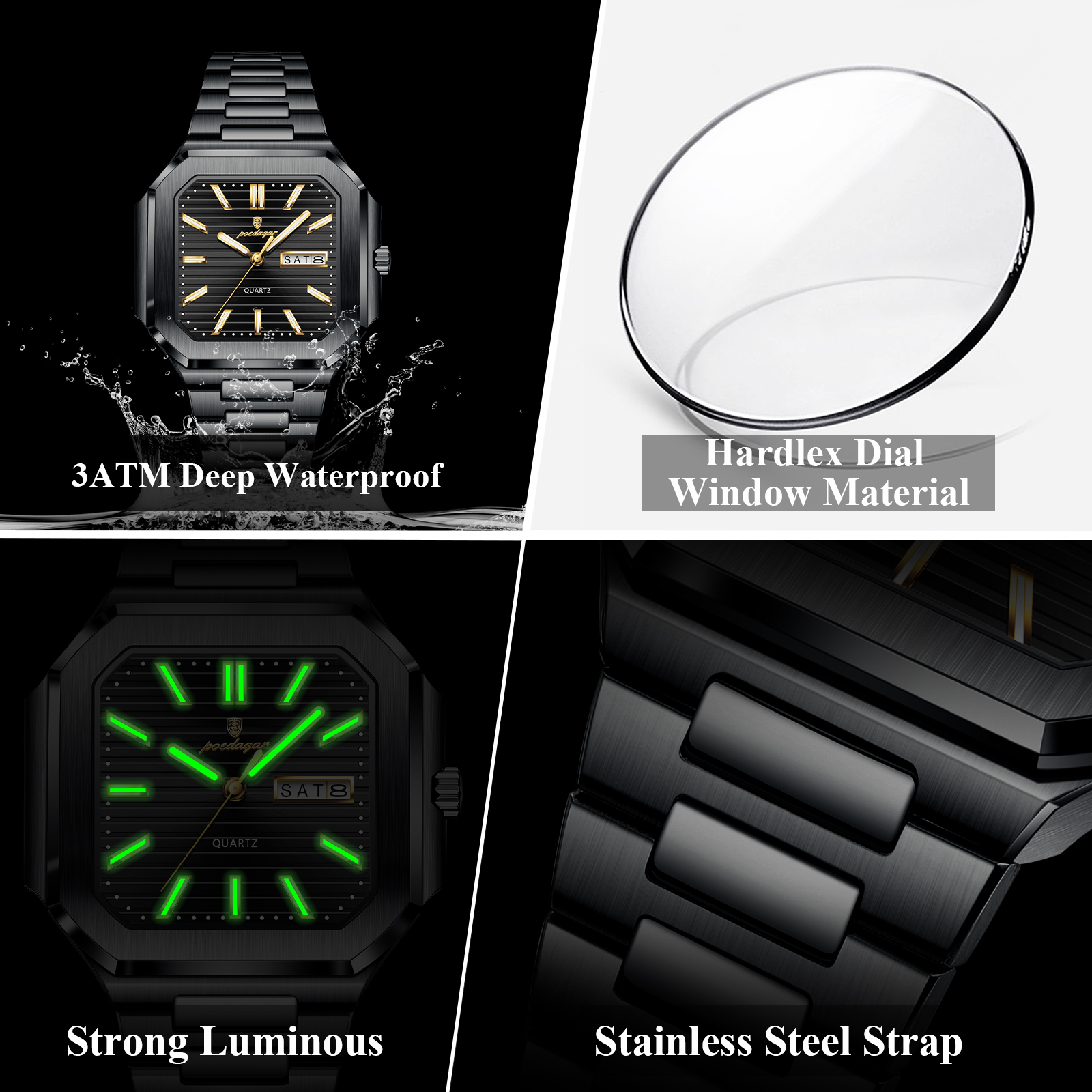 POEDAGAR Casual Square Man Wri - Smartwatch Square Watches For Men reseña y precio