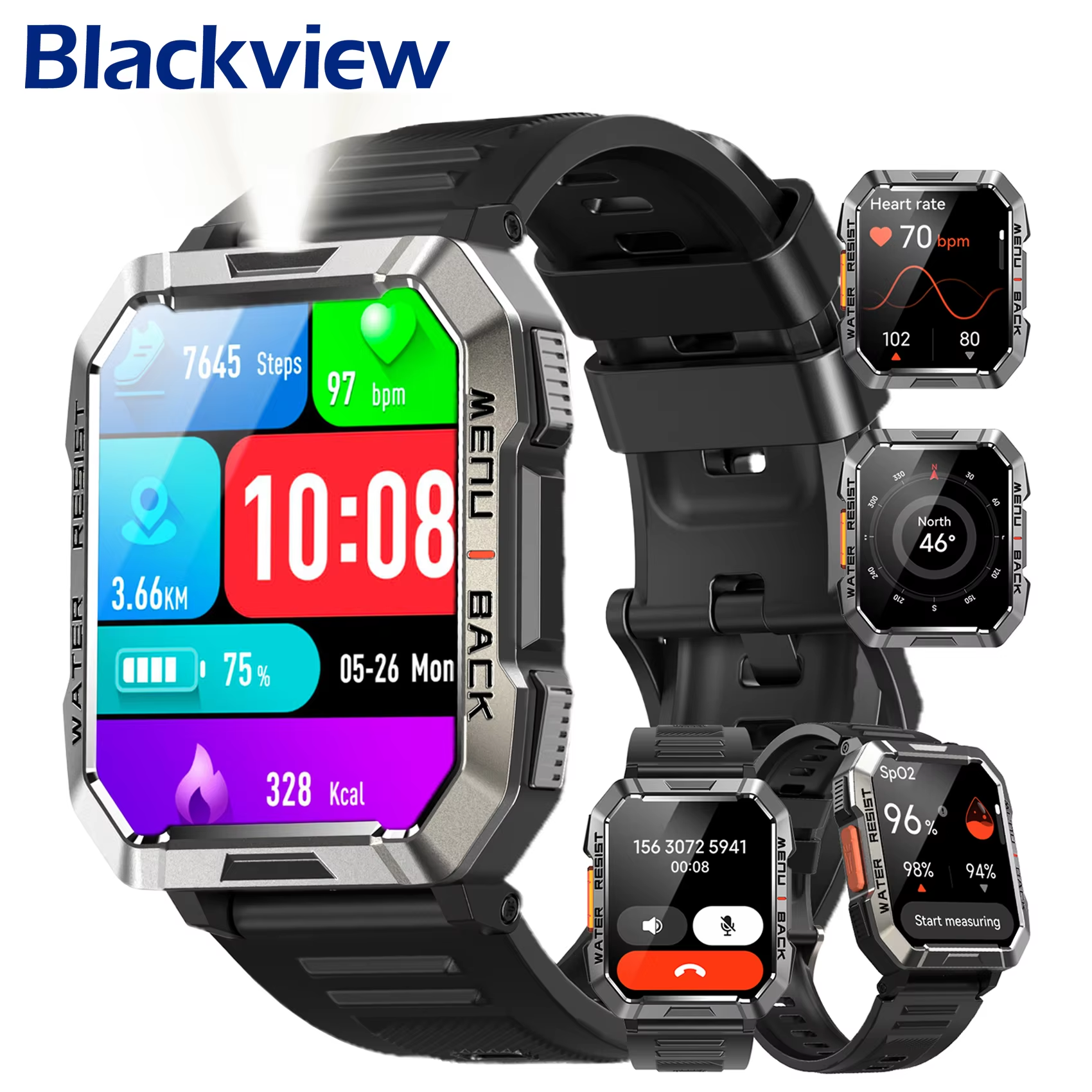 Blackview W60 Waterproof Smart - Smartwatch Square Watches For Men reseña y precio