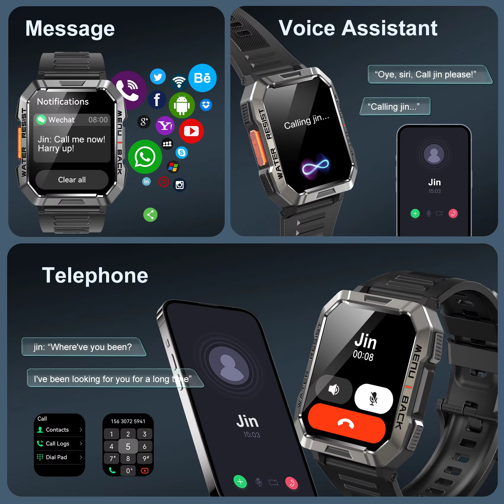 Blackview W60 Waterproof Smart - Smartwatch Square Watches For Men reseña y precio