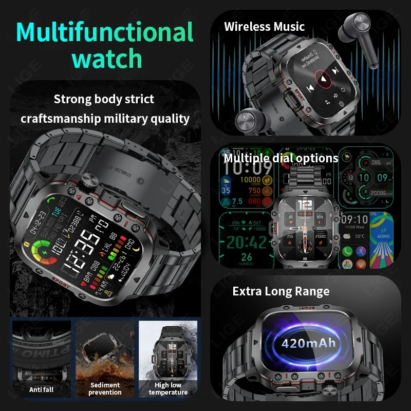 LIGE Outdoor Men's Sports Smar - Smartwatch Watches Gift For Men reseña y precio